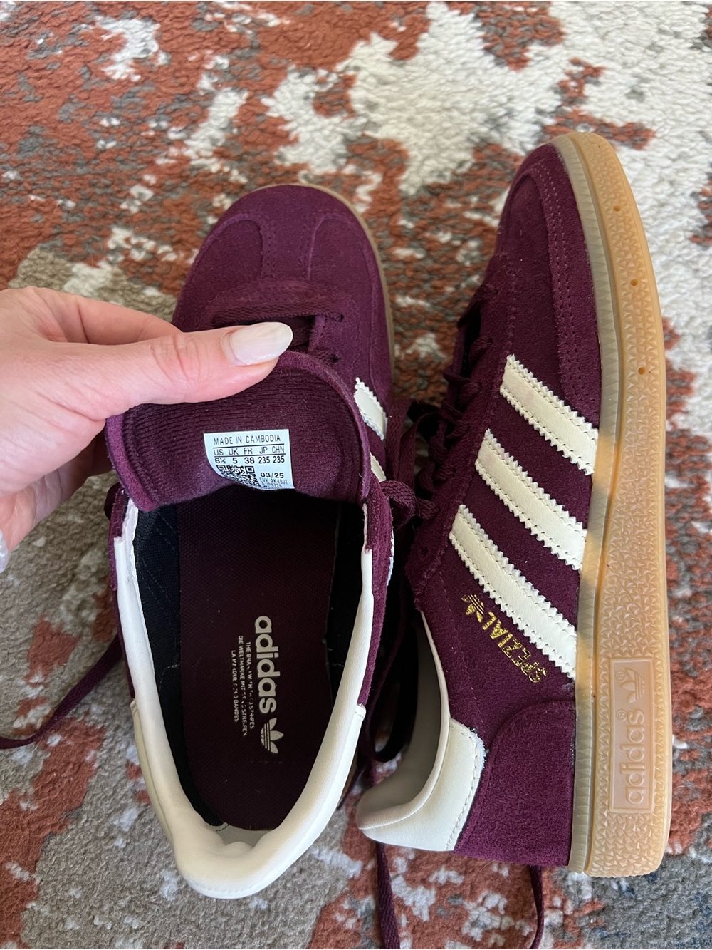 adidas Handball Spezial Sneakers — Burgundy & Cream - Picture 5 of 5